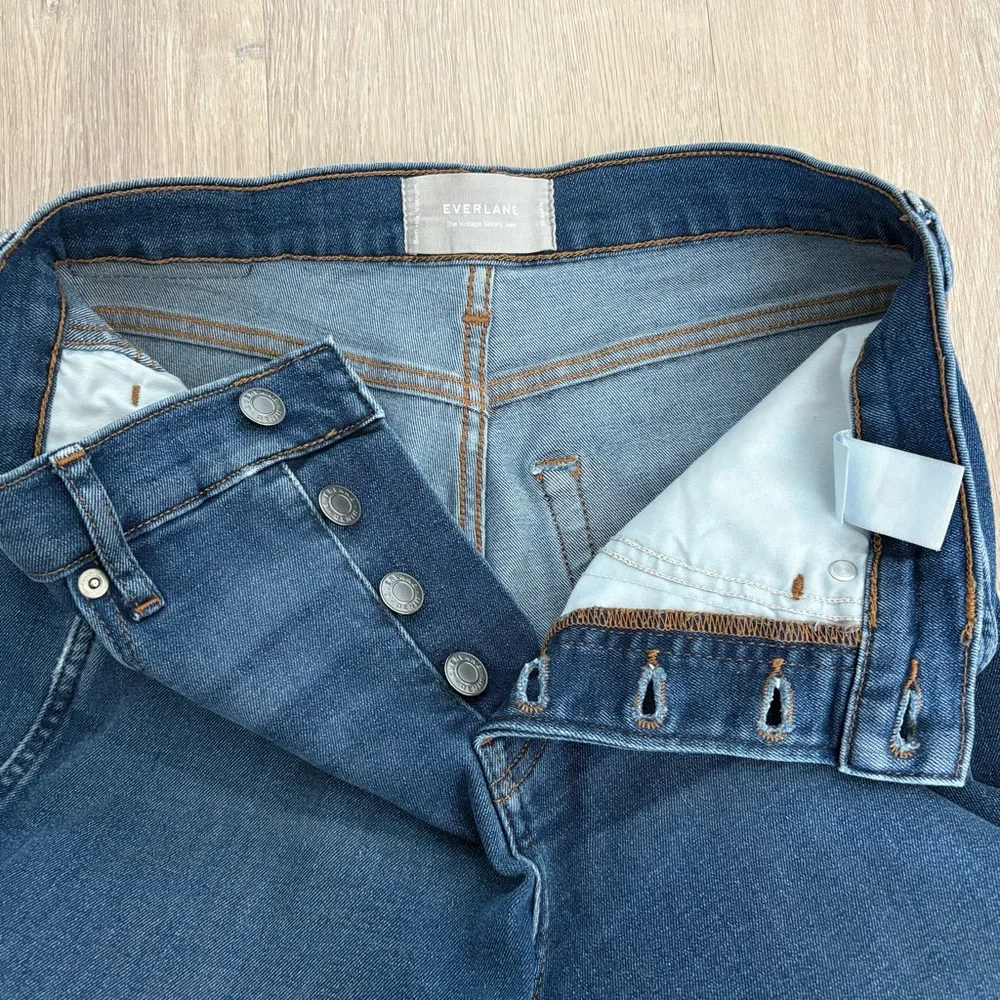 Everlane Womens The Vintage Skinny Jean 26 Ankle Blue Medium Wash Denim Cotton